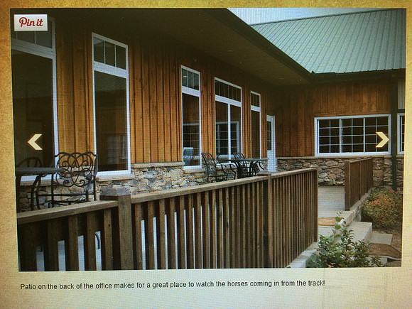 Consider sliding doors in place of office window onto small deck